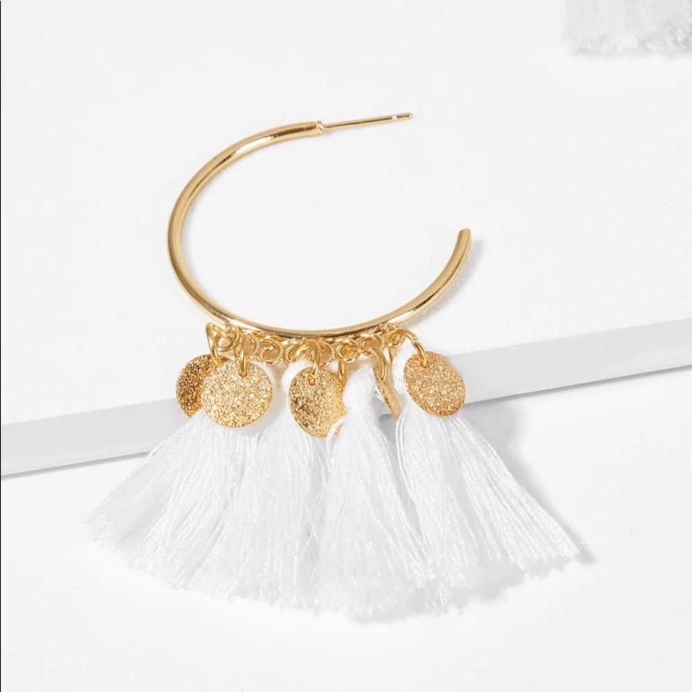 Gold + Tassel Statement Boho Hoops - Picture 3 of 4